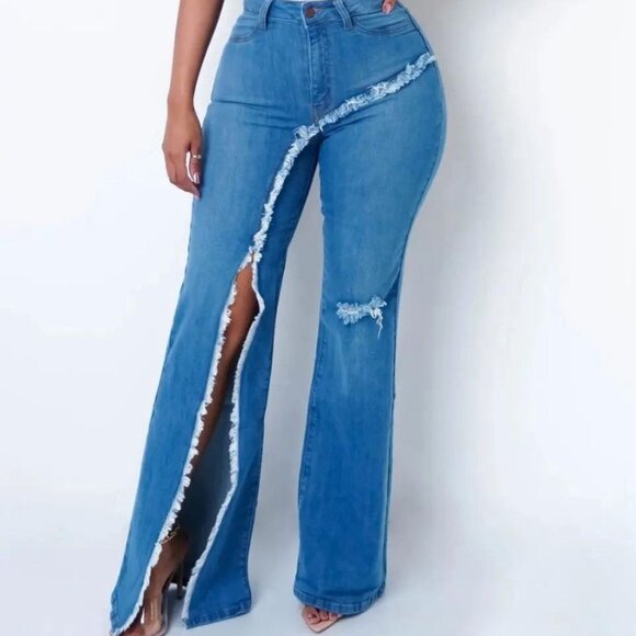 Women's Flared Jeans with High Waist Bottom Pants for Comfortable Denim Style - Picture 13 of 15